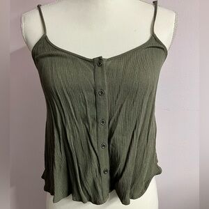 Forever 21 Women’s Camisole Top, Size M, Olive Green, Cropped, Ribbed